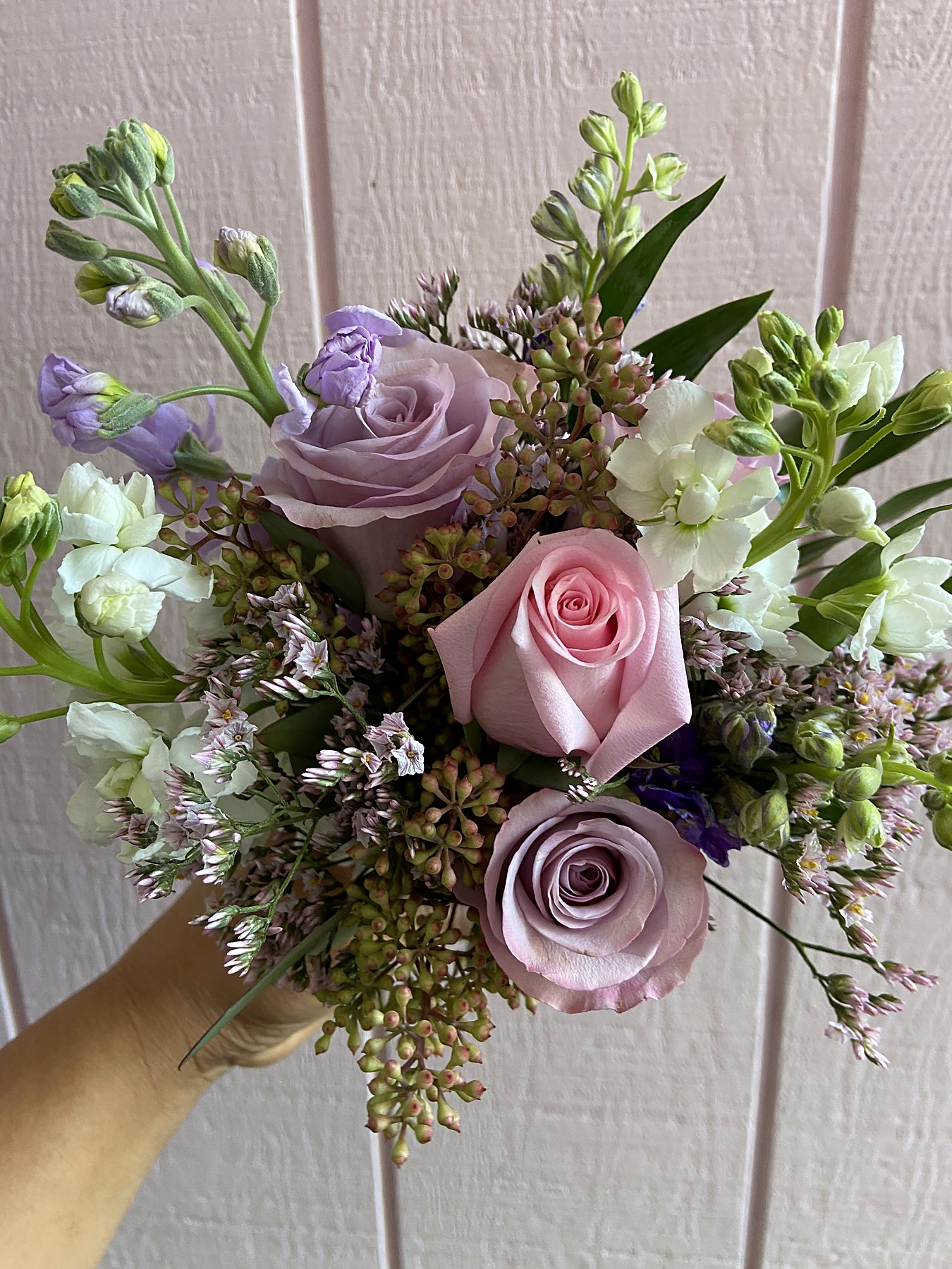 Round bouquet in lavender and mauve